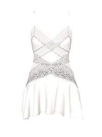 Dare to Dream Lace & Satin Flounce Slip Dress