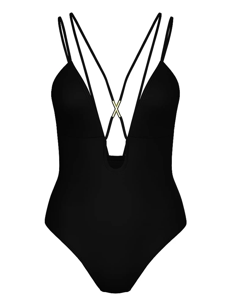 Archives Sexy Straps Plunge One-Piece Swimsuit