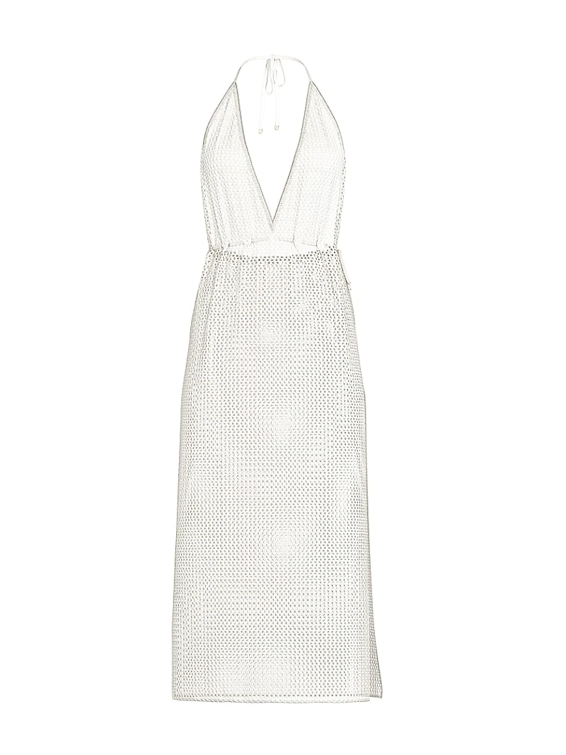 Beachwear Crochet Metallic Plunge Dress