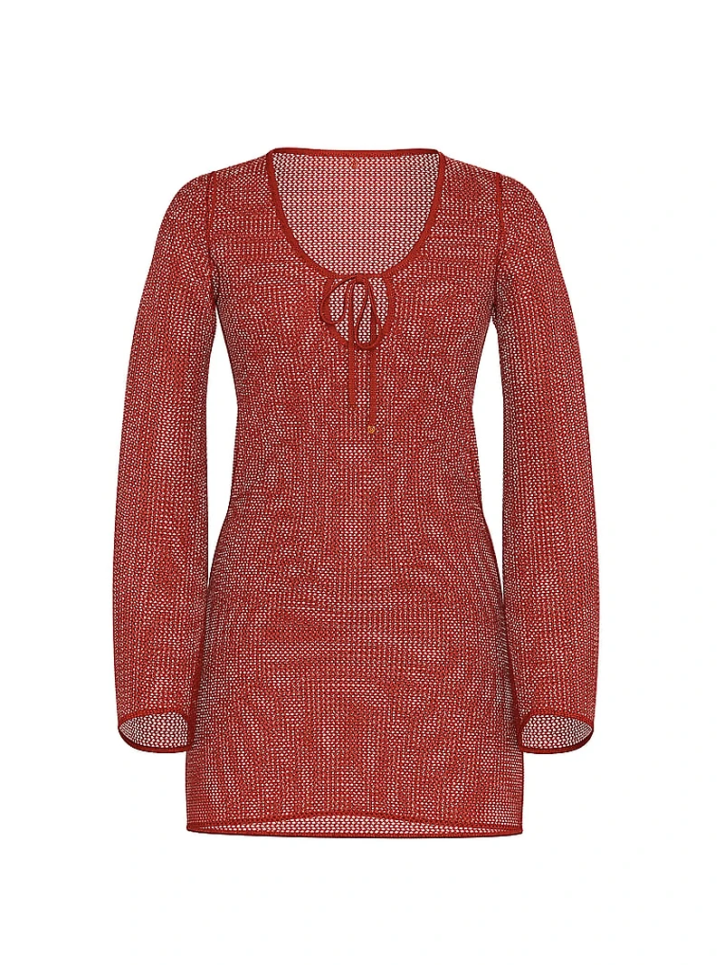 Beachwear Crochet Long-Sleeve Mini Dress