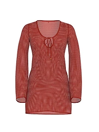 Beachwear Crochet Long-Sleeve Mini Dress
