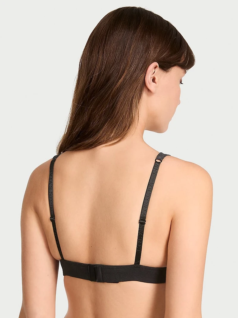 Cotton Logo Hardware Wireless Plunge Bralette