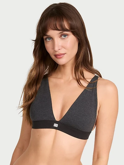 Cotton Logo Hardware Wireless Plunge Bralette