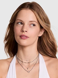 Silver 4-Piece Layered Necklace Set