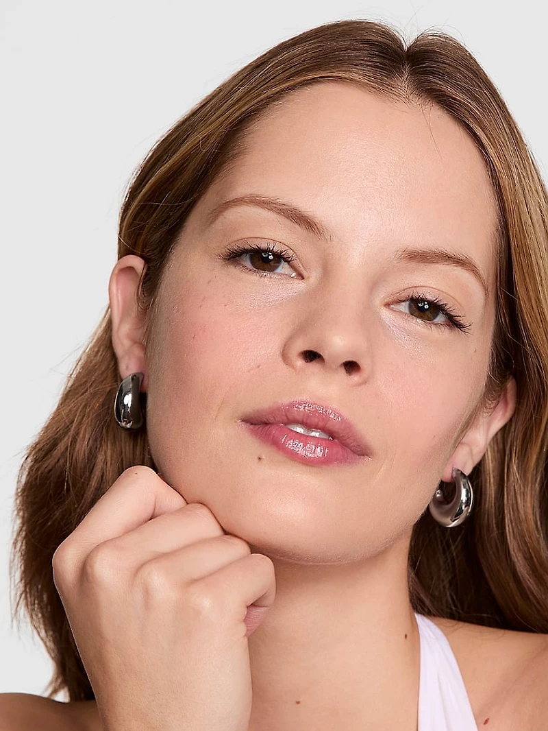 Medium Silver Chubby Hoop Earrings
