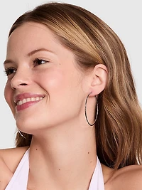 Large Silver Thin Hoop Earrings
