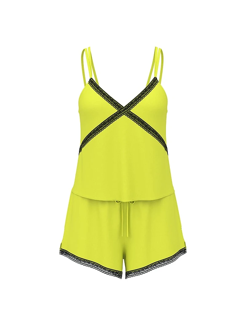 Wink Lace-Trim Tank & Shorts Set