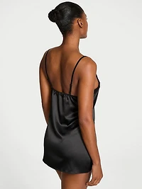 Tease Satin Lace-Trim Mini Slip Dress