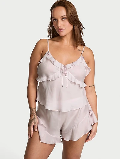 Silky Flutter Ruffled Cami & Shorts Set