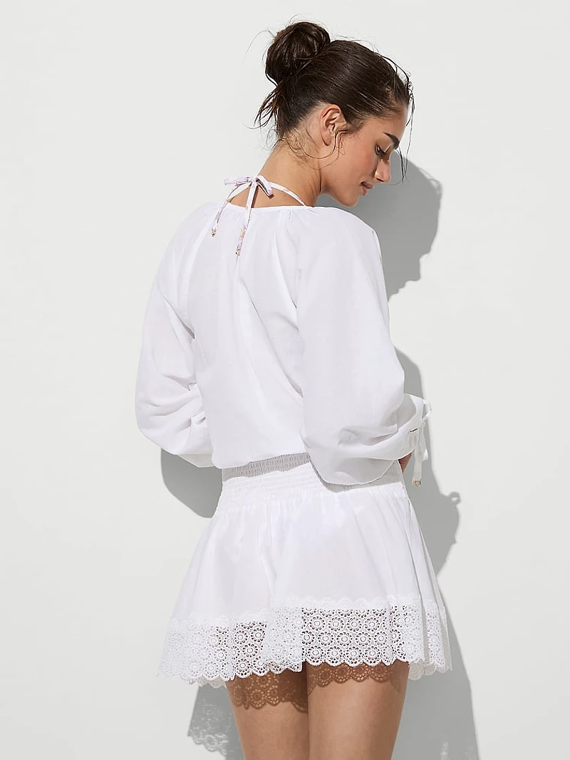 Beachwear Linen Lace-Trim Dress
