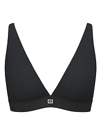 Cotton Logo Hardware Wireless Plunge Bralette