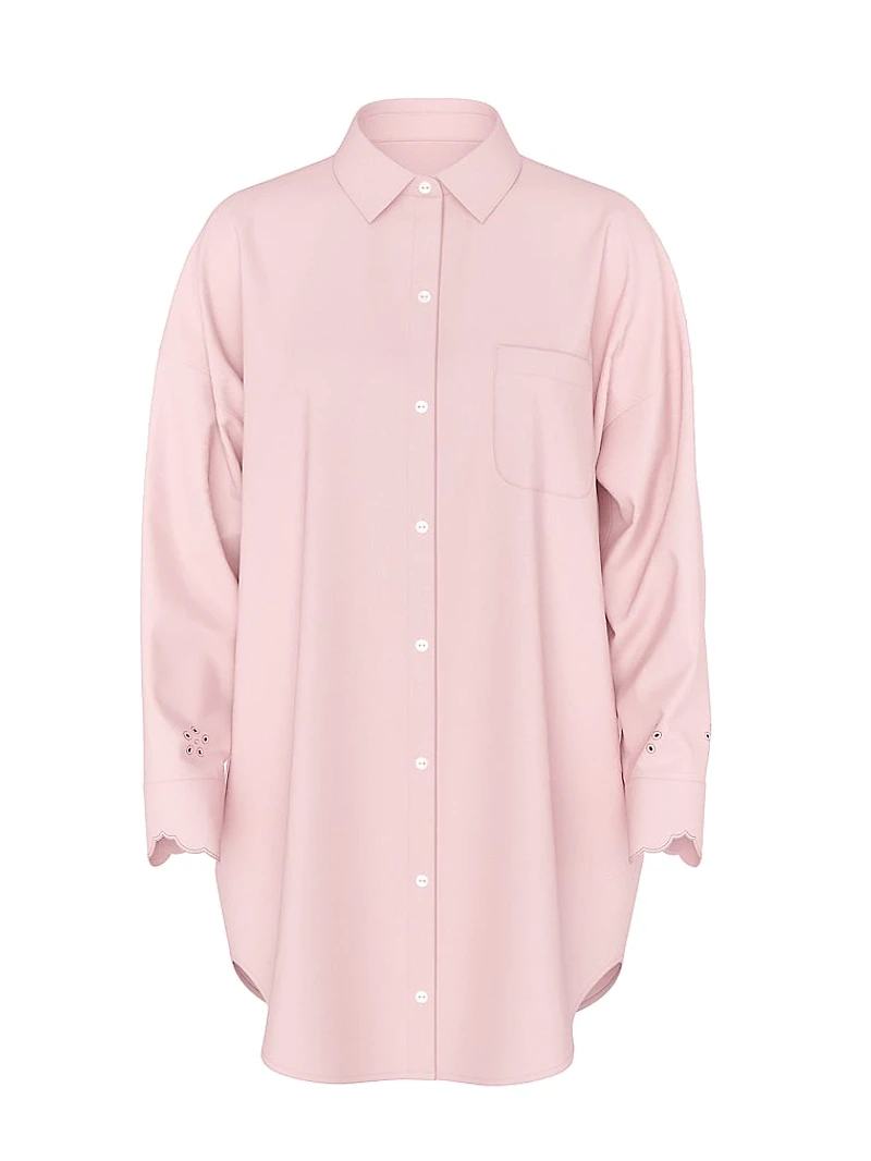 Modal-Cotton Button-Front Sleepshirt