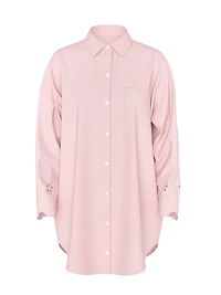 Modal-Cotton Button-Front Sleepshirt
