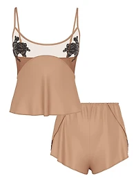 Sheer Rose Satin Cami & Shorts Set