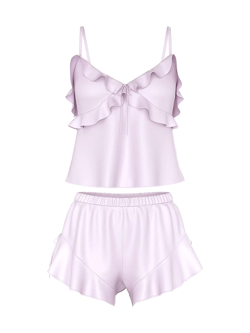 Silky Flutter Ruffled Cami & Shorts Set