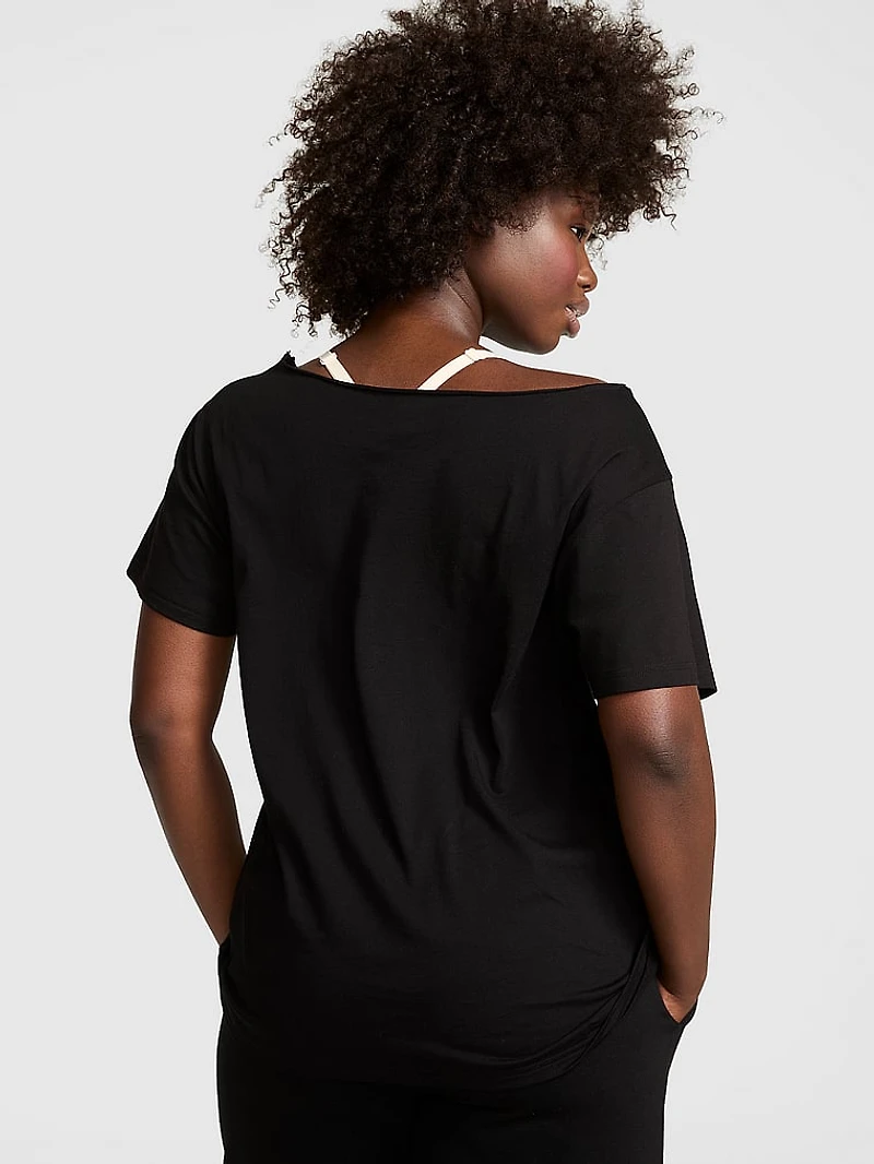 Campus Cotton Off-The-Shoulder Tee