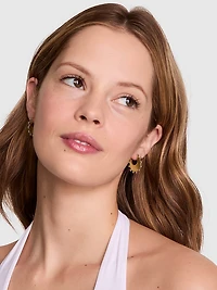 Small Gold Beaded Ball Hoop Earrings