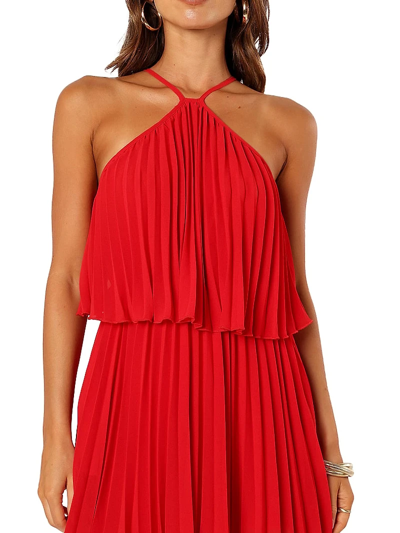 Gia Pleated Halterneck Mini Dress