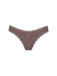 Lace Rhinestone Heart Hardware Brazilian Panty