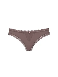 Lace Rhinestone Heart Hardware Thong Panty