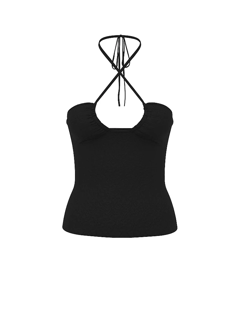 Floral Jacquard Halter Top