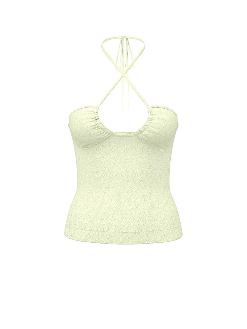 Floral Jacquard Halter Top