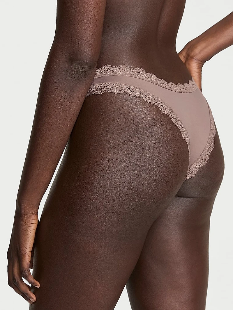 Lace Rhinestone Heart Hardware Brazilian Panty