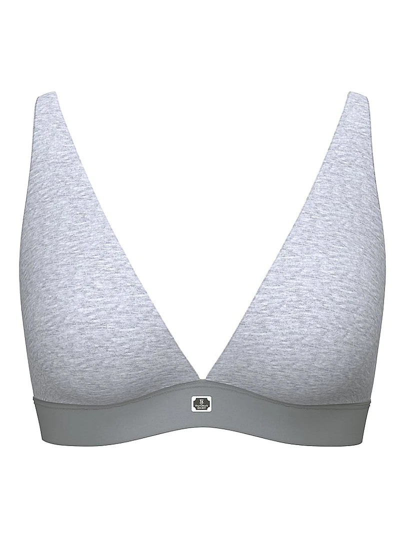 Cotton Logo Hardware Wireless Plunge Bralette