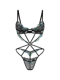 Siren Shimmer Embroidery Strappy Teddy