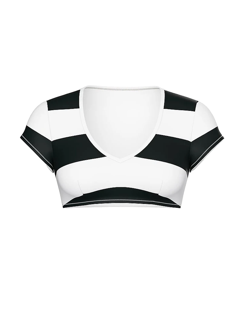 Graphic Stripe Scuba Crop Bikini Top