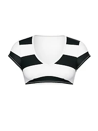 Graphic Stripe Scuba Crop Bikini Top