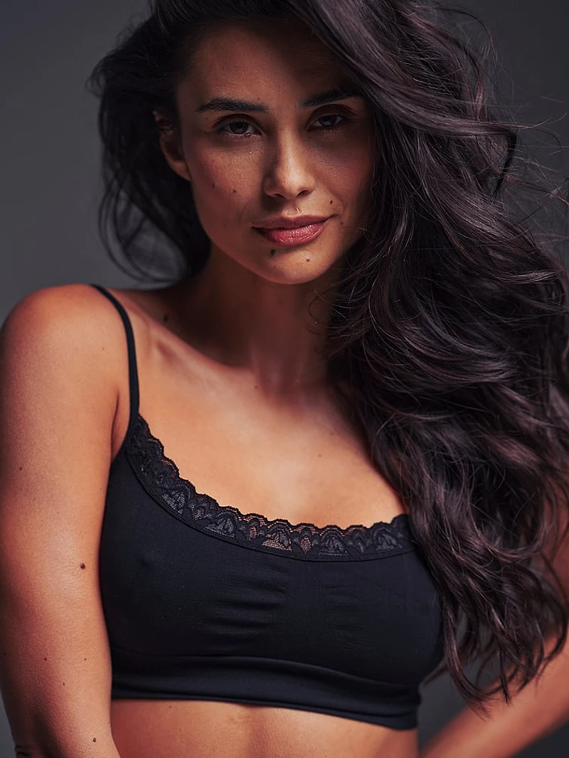 Lace-Trim Scoop Neck Bralette