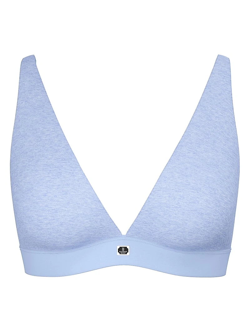 Cotton Logo Hardware Wireless Plunge Bralette