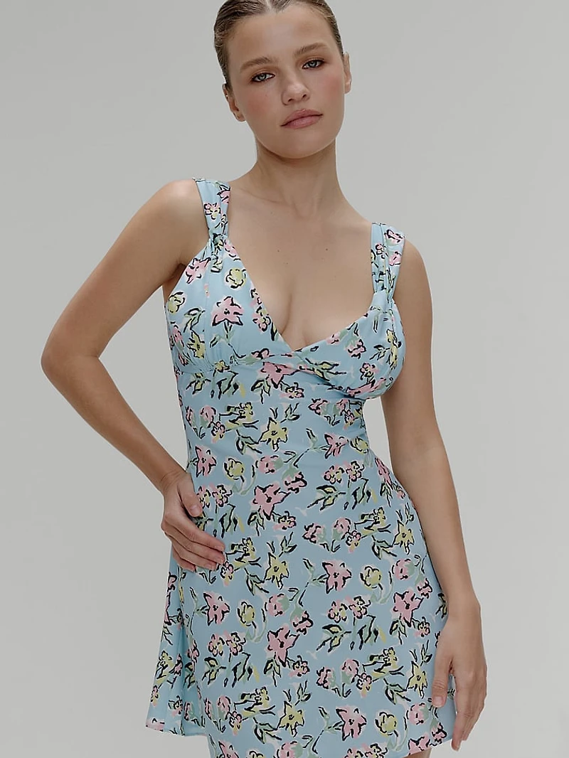 Emilia Satin Floral Mini Dress
