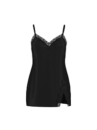 Tease Satin Lace-Trim Mini Slip Dress