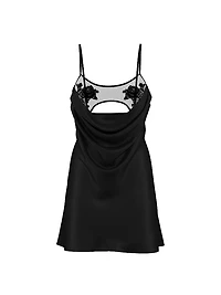 Sheer Rose Satin Draped Mini Slip