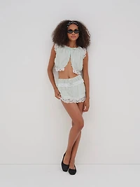 Mint Twist Jacquard Mini Skirt