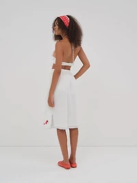 Forget Me Not Embroidery Midi Skirt