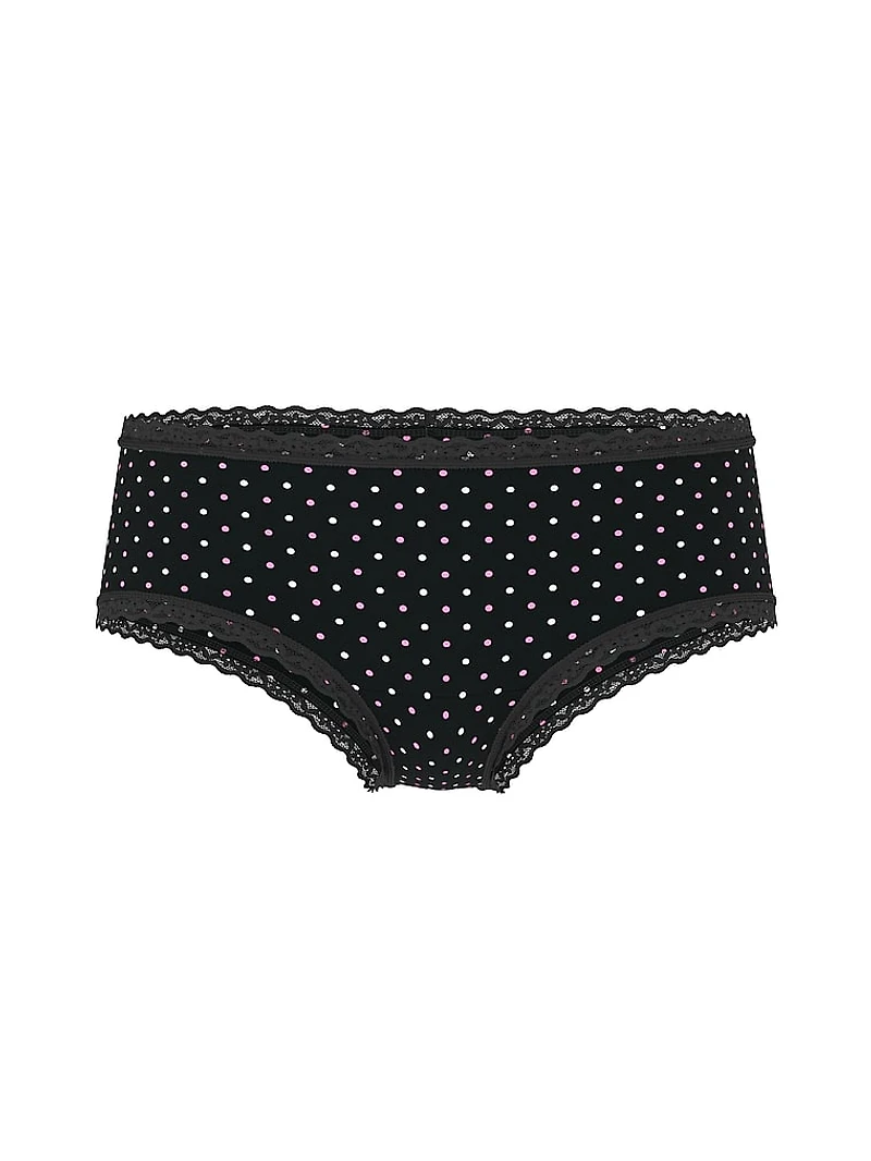 Cotton Pointelle Lace-Trim Cheeky Panty