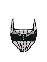 Dark Blossom Embroidery Corset Top