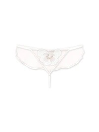 Peony Embroidery Pearl Strand V-String Panty