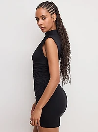 Super Stretch Jersey Mock Neck Mini Dress