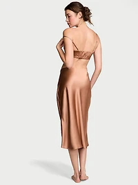 Luxe Satin Crop Bandeau Top & Slip Skirt Set