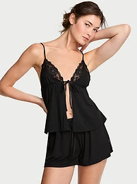 Modal Soft Lace-Trim Flyaway Cami Set