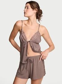 Modal Soft Lace-Trim Flyaway Cami Set