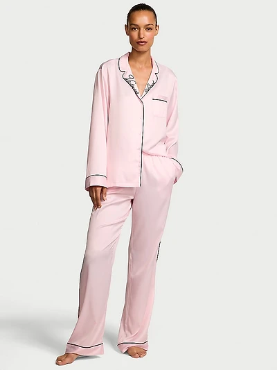 Glazed Satin Long Pajama Set