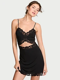 Modal Soft Lace-Trim Mini Slip Dress