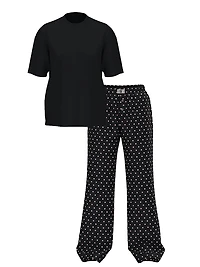 Flannel Short-Sleeve Long Tee-Jama Set