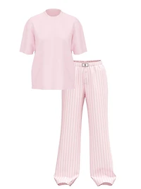 Flannel Short-Sleeve Long Tee-Jama Set