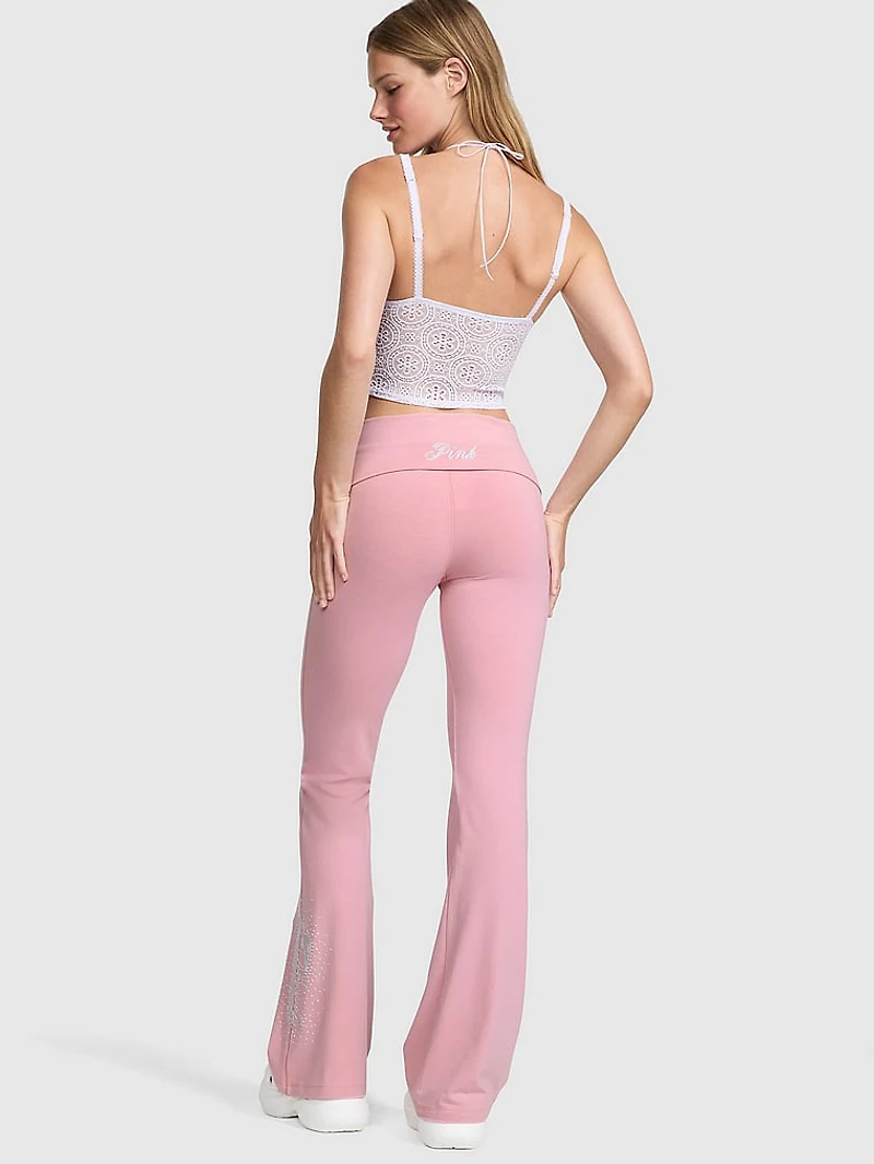 All-Day Cotton Foldover Flare Leggings
